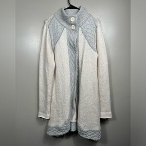 PrAna Angelic Duster Cardigan Sweater in Grey / White Size XL